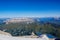 Wide panorama from Punta Rocca / 3265 m / of the Marmolada array towards Sella Group and Lake Fedaya