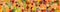 Wide panoramic collage of vegetables and fruits Food pattern