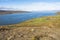 Wide panoramic view, fjord in west fjords region, Iceland