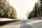 wide paved winter road