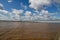 Wide photo of The Humber Bridge, near Kingston upon Hull, East Riding of Yorkshire, England, single-span road suspension bridge,