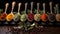 Wide realistic web banner photograph of Sri Lankan spices in wooden spoons