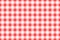 Wide red checkered with white seamless pattern. Vector stock repeating texture background. Kitchen surface design