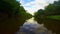 Wide river landscape, calm water surface. Boating, tourism