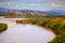 Wide river and rock mountains