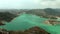 Wide shoot from above of water reservoir `Embalse de Amadorio` and the damm