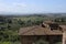 Wide shoot of green landscape scene from a village in San Gimignano