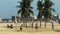 Wide shot of a footvolley game on copacabana beach in rio