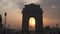 wide shot of india gate at sunrise in new delhi