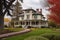 wide shot of an italianate house featuring deep eaves