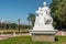 Wide shot of La Madre Filipina Monument at Rizal Park in Manila Philippines