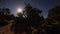 Wide shot of Moonrise with moving shadow of trees