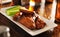 Wide shot of a platter of bbq chicken wings