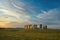 Wide Shot of Stonehenge in Early Morning Light with No People