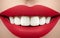 Wide smile of young beautiful woman, perfect healthy white teeth. Dental whitening, ortodont, care tooth and wellness