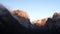 wide sunset view of yosemite valley as a winter storm clears