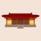 Wide Traditional Chinese House Building Vector Illustration