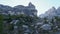 Wide trail in the Dolomites. Hiking trip, Walking path in Dolomites landscape. Italy, Europe