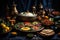 A wide variety of delicious food items arranged on a table, perfect for a buffet or social gathering, Turkish Ramazan ritual