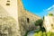 Wide view of the big wall of the castle in Naples Castel Sant Elmo in Italy