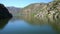 Wide view of a cruise on the river Duoro in Portugal and leaving a canyon