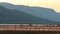 Wide view of flamingos on the shore of lake bogoria, kenya