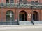 Wide view of front entrance Adobe San Francisco office location in historic Baker and Hamilton warehouse