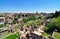 Wide view of the historic Roman Forum, Ancient Rome`s central marketplace