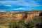 Wide view of massive rock walls in Colorado National Monument