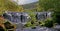 Wide View of Monsal Weir Waterfall, Monsaldale