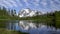 Wide view of mt shuksan and picture lake on a summer evening