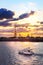 A wide view of  Neva river in Saint-petersburg, Russia by night