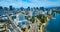 Wide view of Oakland City in California with aerial of Alameda County Superior Courthouse