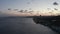 Wide view over Bosphorus at Dusk with Orange Colored Sky, Aerial View