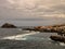 Wide view over a typical old town on the Atlantic Ocean