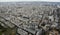 Wide view of Paris in France from Eiffel Tower