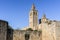 wide view of the romanesque monastery at Sant Cugat del Valles  Barcelona  Spain