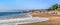 Wide view sea panorama on Lara beach in Antalya