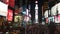 Wide view of traffic and crowds at Times Square at night