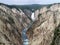 Wide view of upper yellowstone falls from artist point in yellowstone