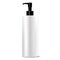 Wide white cleanser dispenser pump bottle. High quality cosmetic