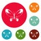 Wide wing butterfly icons circle set