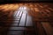 wide wooden floor with brown streaks of hardwood floor tiles