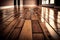 wide wooden floor with brown streaks of hardwood floor tiles