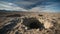 A wideangle image capturing multiple sinkholes in a barren landscape showcasing their destructive power