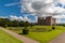 Wider shot of Drumlanrig Castle garden side, Dumfriesshire, Scot