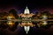 Wider View on the US Capitol Building and Reflective Pool at Night.