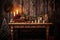 wider view of wooden desk with christmas decor comeliness