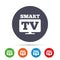 Widescreen Smart TV sign icon. Television set.