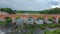 The Widest Waterfall in Europe in Latvia Kuldiga and Brick Bridge Across the River Venta in the Evening After Sunrise